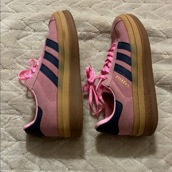 adidas Pink + Navy Gazelle Platforms - Picture 5 of 7